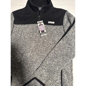 Eddie Bauer Men's 1/4-Zip Sweater Fleece Grey Black Size S NWT Outdoor Pullover